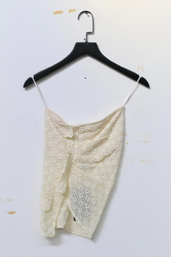 Un Morceau elastic lace asymmetric tube top um231sz19 meter white PUM38
